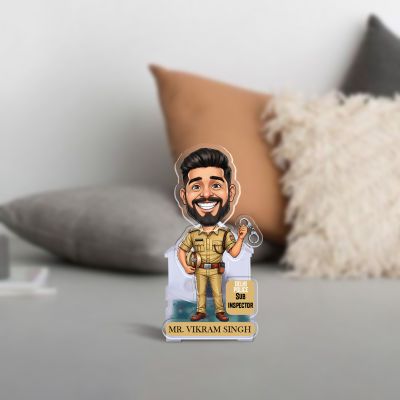 Personalized Police Sub Inspector Bobblehead Caricature with Solar Powered Shaking Head Feature Police Car Desk Decor Birthday Gift for Police Officers